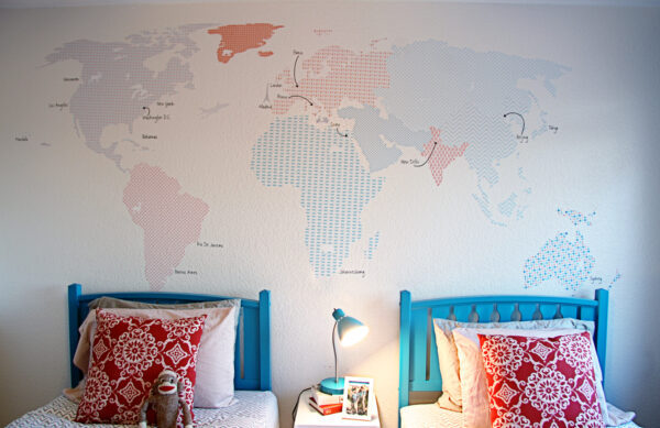 World Map Textstyles™ Canvas Wall Decal