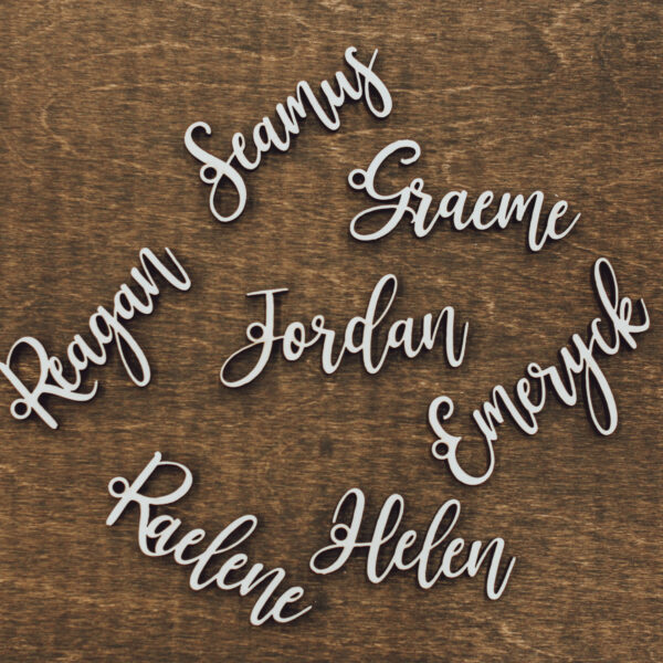 Laser Cut Wood Words Script Connected Letters