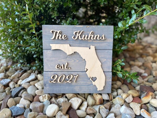 Home State Pallet Sign with Family Name