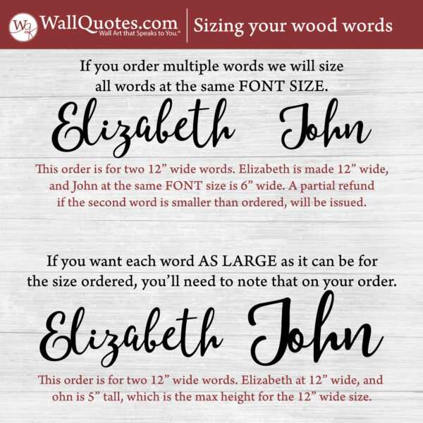 Laser Cut Wood Words Script Connected Letters
