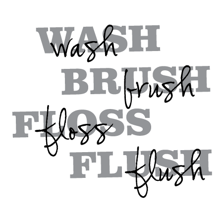 Wash Brush Floss Flush Wall Quotes™ Decal