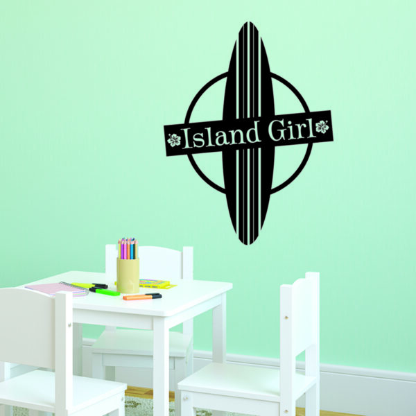 Island Girl & Board Wall Quotes™ Decal