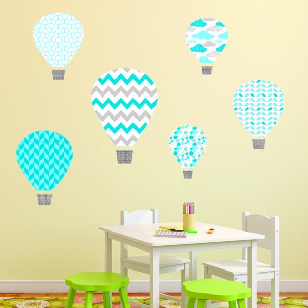 Blue Hot Air Balloons Textstyles™ Canvas Wall Decal