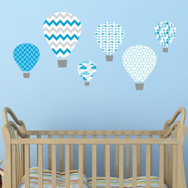Blue Hot Air Balloons Textstyles™ Canvas Wall Decal