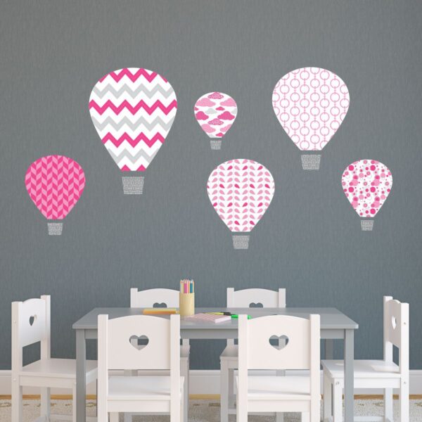 Pink Hot Air Balloons Textstyles™ Canvas Wall Decal