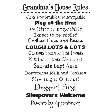 Grandma's House Rules Wall Quotes™ Decal