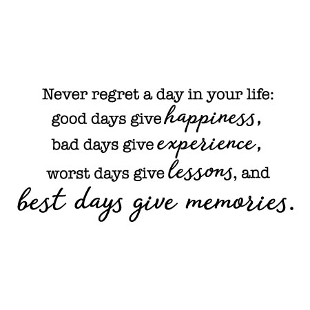 Never Regret a Day Wall Quotes™ Decal