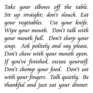 Classic Family Dinner Rules Wall Quotes™ Decal