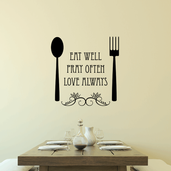 Eat Well Spoon And Fork Wall Quotes™ Decal