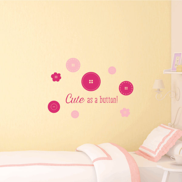Cute As A Button Girls Wall Qutoes™ Decal