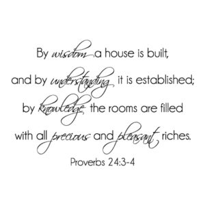 By Wisdom A House Is Built Wall Quotes™ Decal