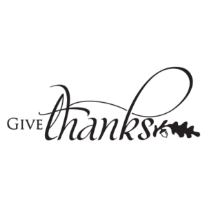 Give Thanks Script & Leaf Wall Quotes™ Decal