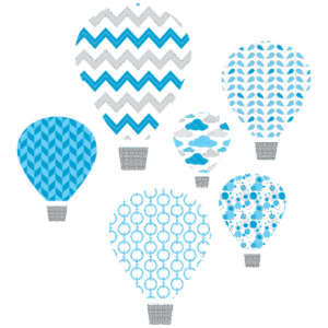 Blue Hot Air Balloons Textstyles™ Canvas Wall Decal