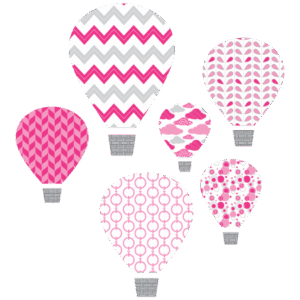 Pink Hot Air Balloons Textstyles™ Canvas Wall Decal